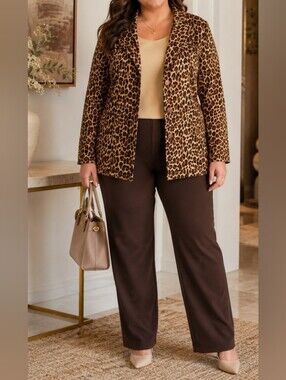BRIGGS Leopard Print Button-Up Jacket -